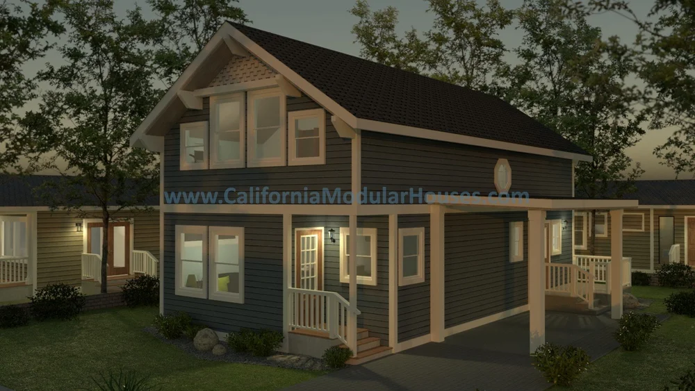 California Modular Laurel Canyon Falls – 1,522 SF Two-Story Prefab Modular Home Floor Plan ...