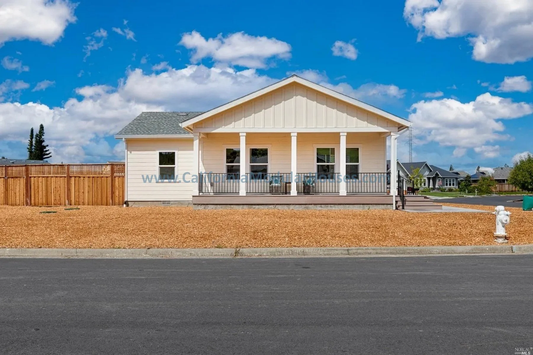 The Coffey Park.  The original home was lost in a wildfire and we built this home to replace what was lost.  It is a great corner lot.  Santa Rosa, Sonoma County, CA.  California Prefab Modular.  Modular homes.  