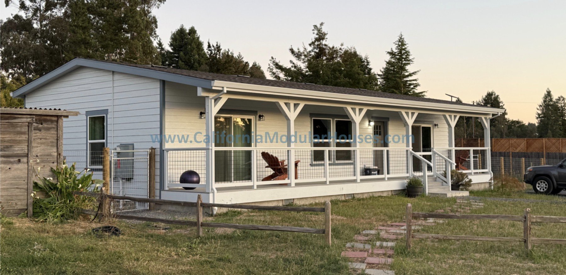 Prefab modular ADU, ranch style home built in Sebastopol, Sonoma County, California by California Modular Houses.