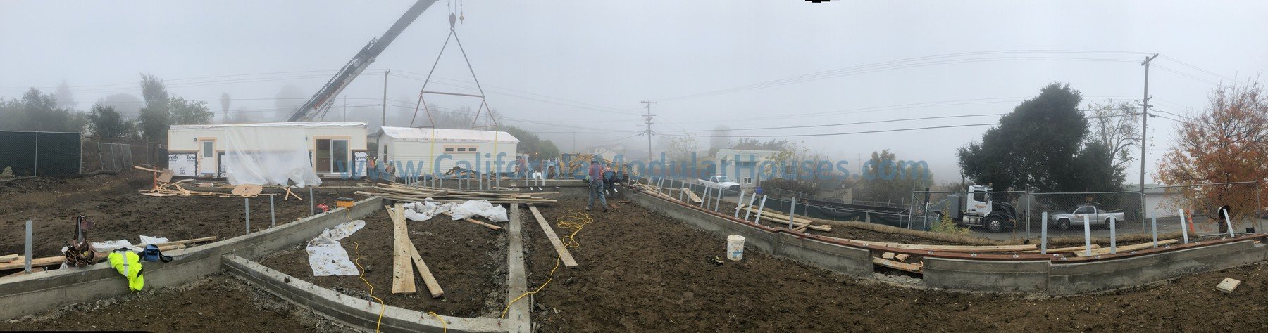 Prefab modular house and prefab modular ADU.  Built in Crockett.  This is the on-site crane set performed by the client's General contractor.  California modular.  Modulars CA.  Factory Built Housing.  New home.