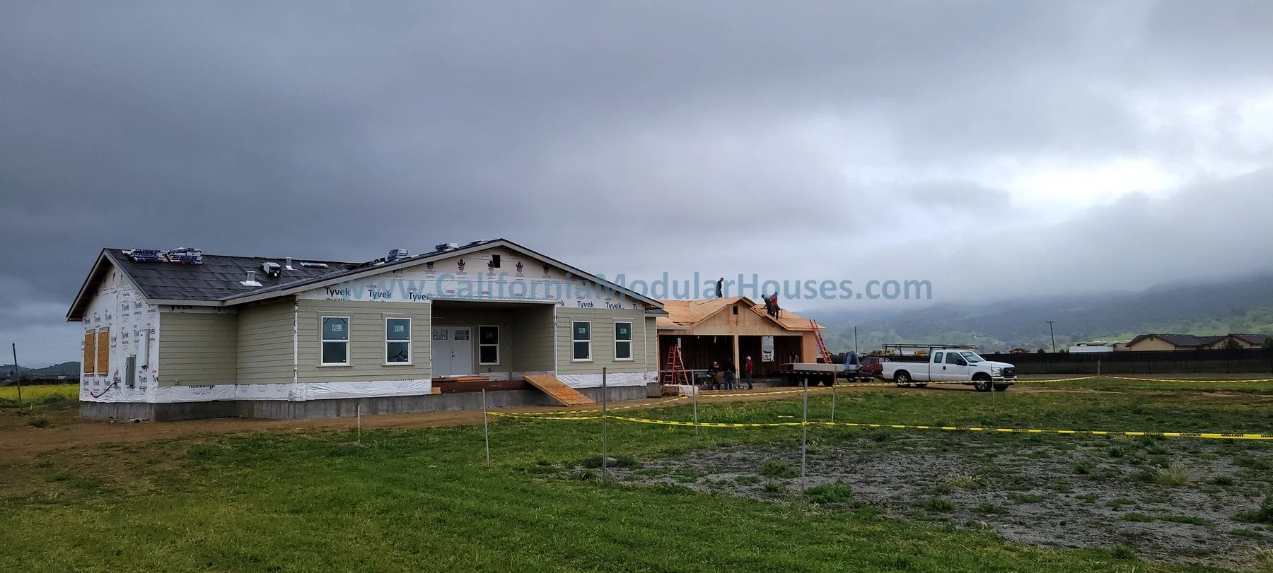 This modular home is being completed on-site here in California, San Juan Bautista.  3 bedrooms, 2 bathrooms.  Large California Ranch.  Modular CA.  