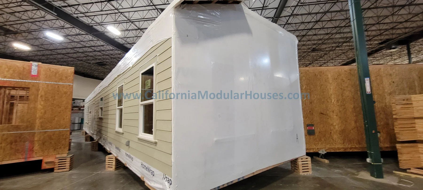 A large California Ranch factory built home.  3 beds, 2 baths.  modular homes.  prefab housing.  CA.  