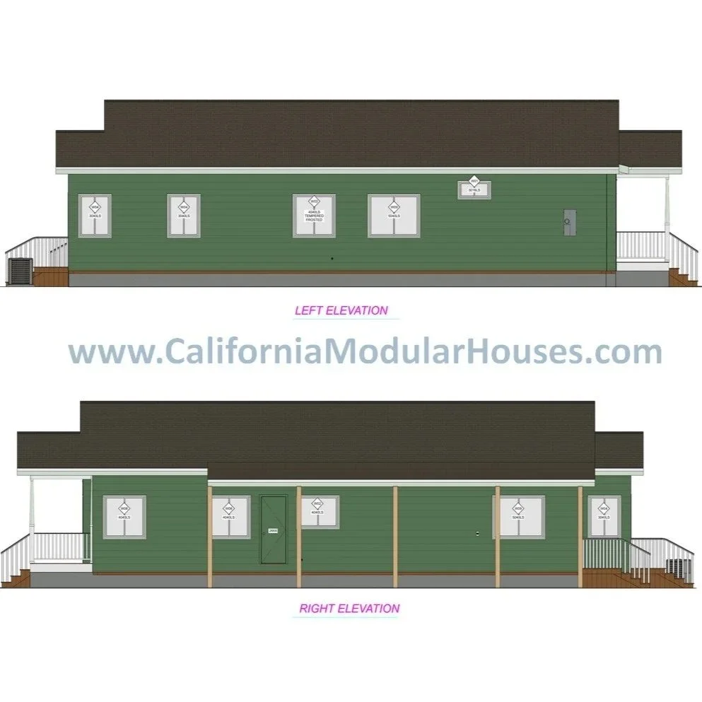 Prefab Modular Home Elevation Drafting for Redwood City in San Mateo County, CA