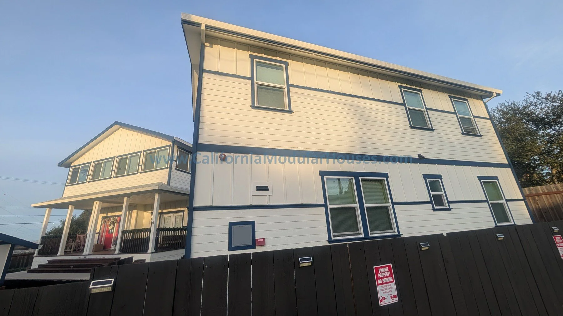 2 residential houses, a main house and an Accessory Dwelling Unit in Contra Costa County, CA.   Two-Story Modular Homes.  California.  