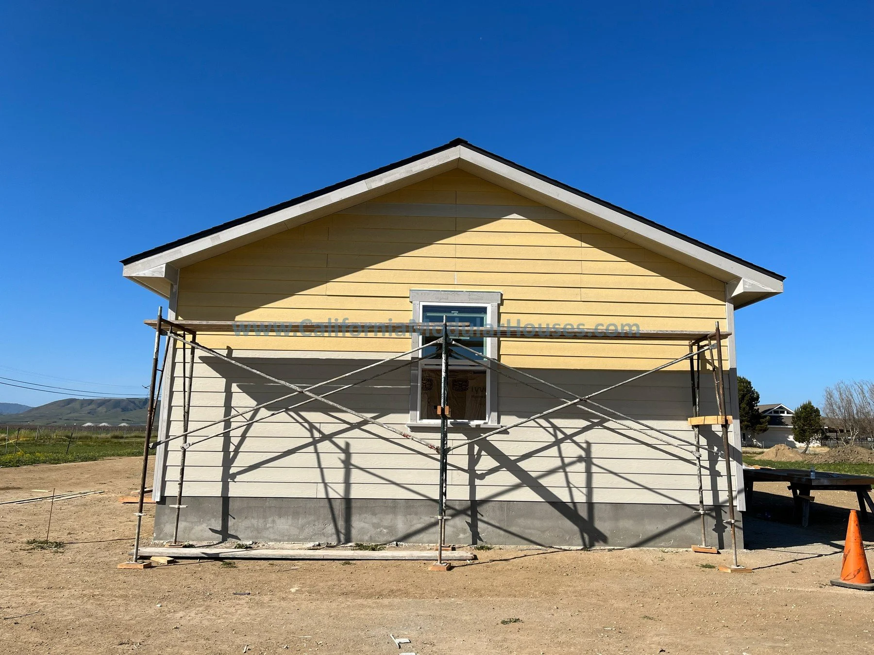 Progress picture 1 of site built 3 car garage attached to a modular home.  California modular house.  San Juan Bautista, CA.  