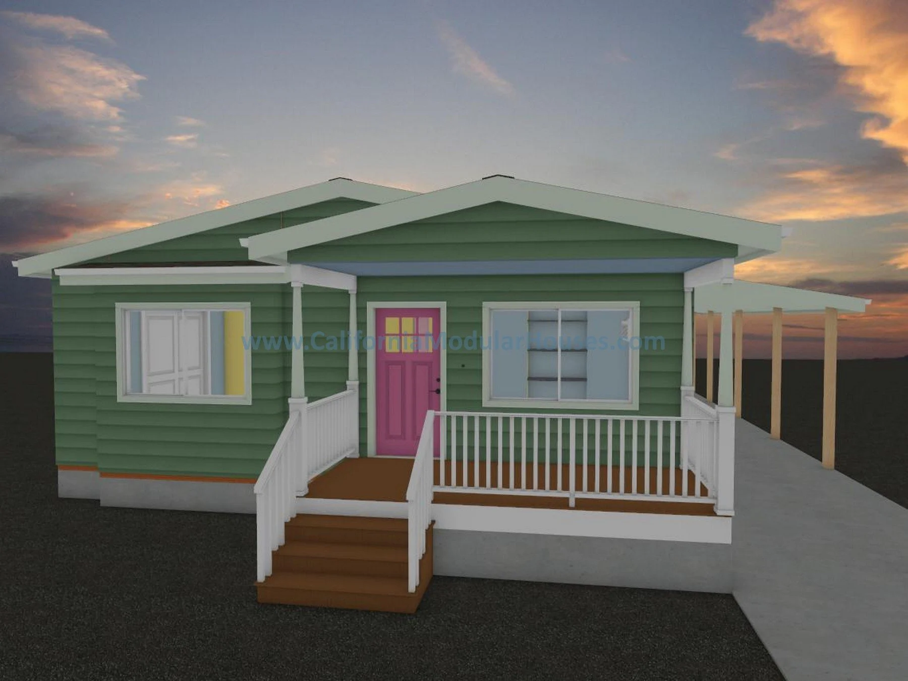 The Lake Almanor Modular Home of 1,552 SF.  3 Bedrooms & 2 Bathrooms.  Modular Floor plans California, Prefab Modular California, Prefab Modular Home, Prefab Modular House CA.