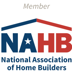 Logo of the National Association of Home Builders, NAHB, and the full name below, featuring red, blue, and beige colors.  This is part of the NAHB, the National Association of Home Builders and available only to members in good standing.