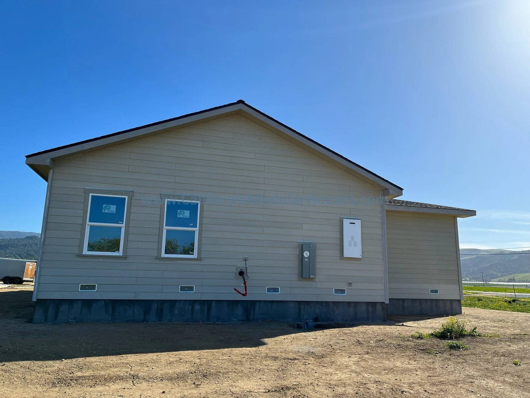 This is a brand new modular home.  This house was designed by our designer, previously one of our stock plans but customized for this client's needs.  San Juan Bautista, CA.  Single Story.  Prefab California.  