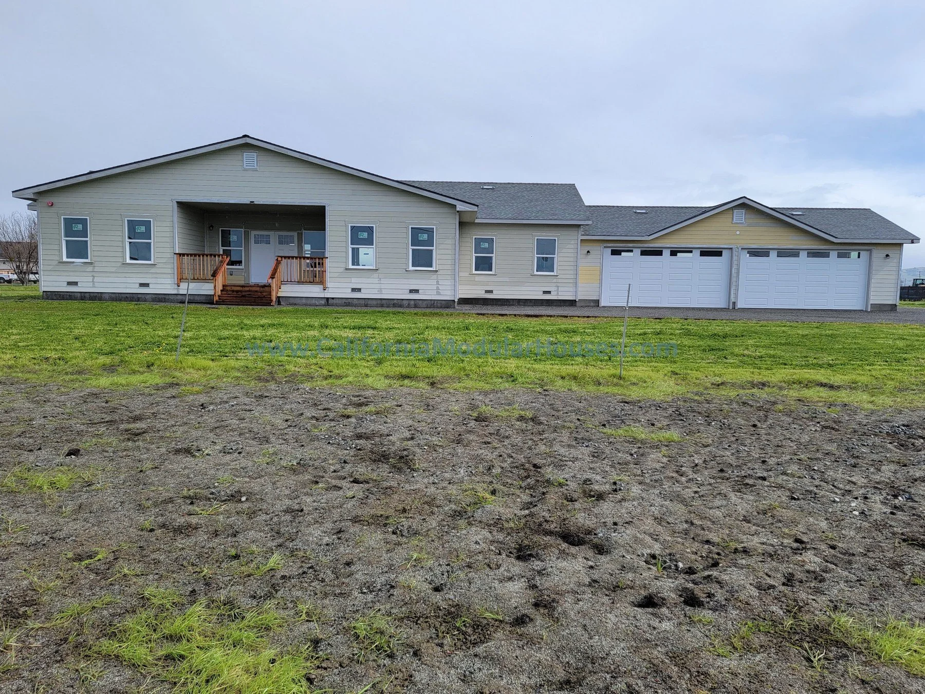 This modular home is being completed on-site here in California, San Juan Bautista.  3 bedrooms, 2 bathrooms.  Large California Ranch.  Modular CA.  
