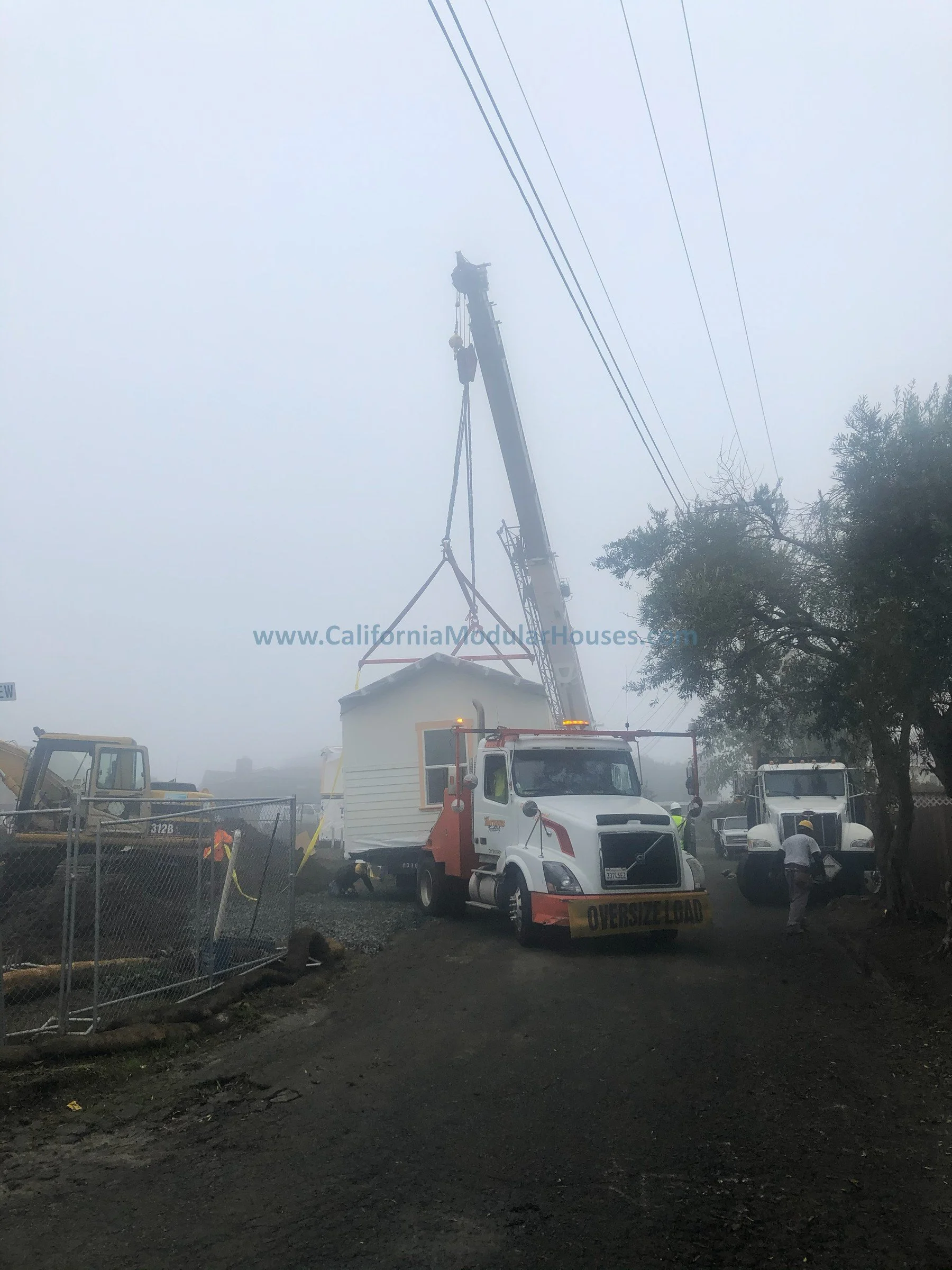 Prefab modular house and prefab modular ADU.  Built in Crockett.  This is the on-site crane set performed by the client's General contractor.  California modular.  Modulars CA.  Factory Built Housing.  New home.