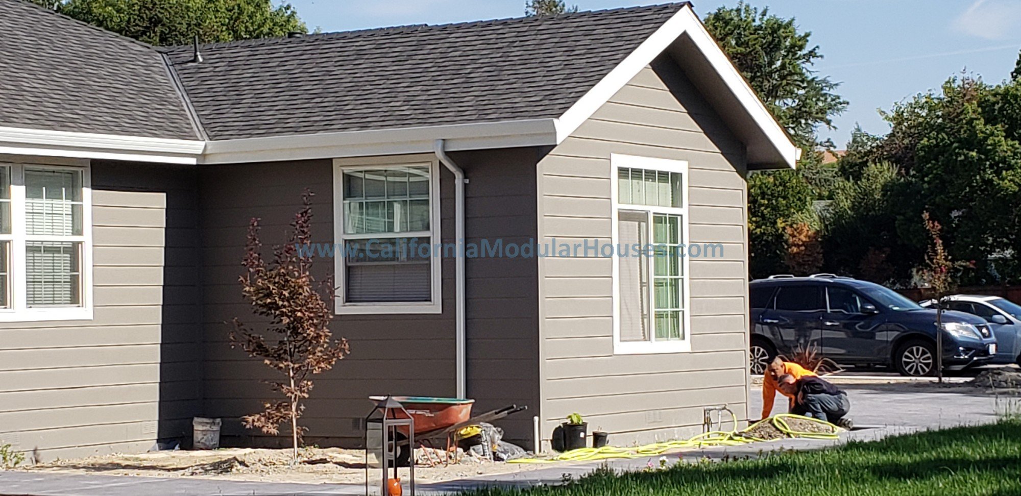 The blended colors of this modular house were each chosen to give this house the look that our client wanted for his "Forever home".   Bay Area, California.  