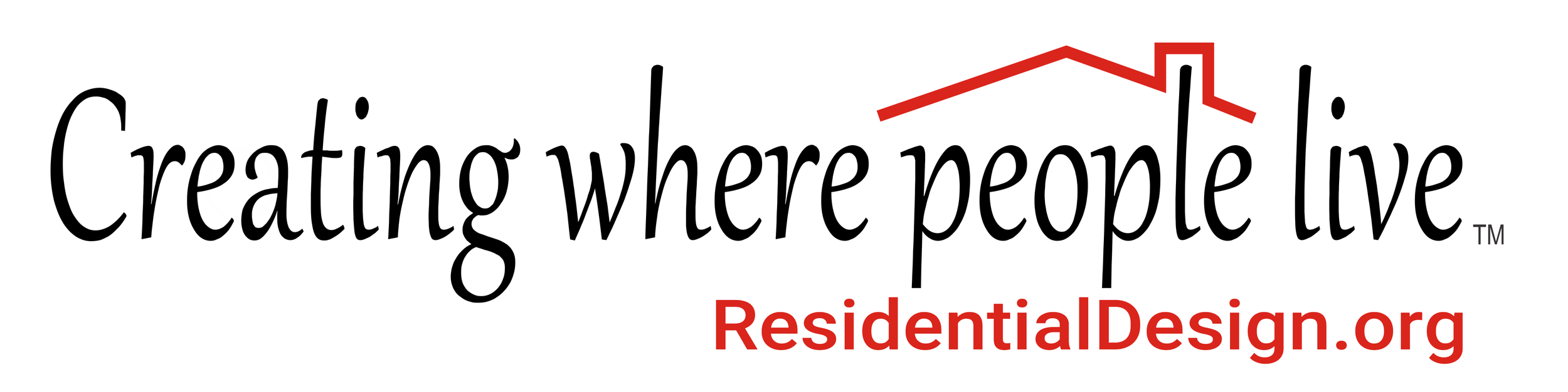 Logo with the text 'Creating where people live' and a red house outline above it, with 'ResidentialDesign.org' in red below.  American Institute of Building Design.  AIBD