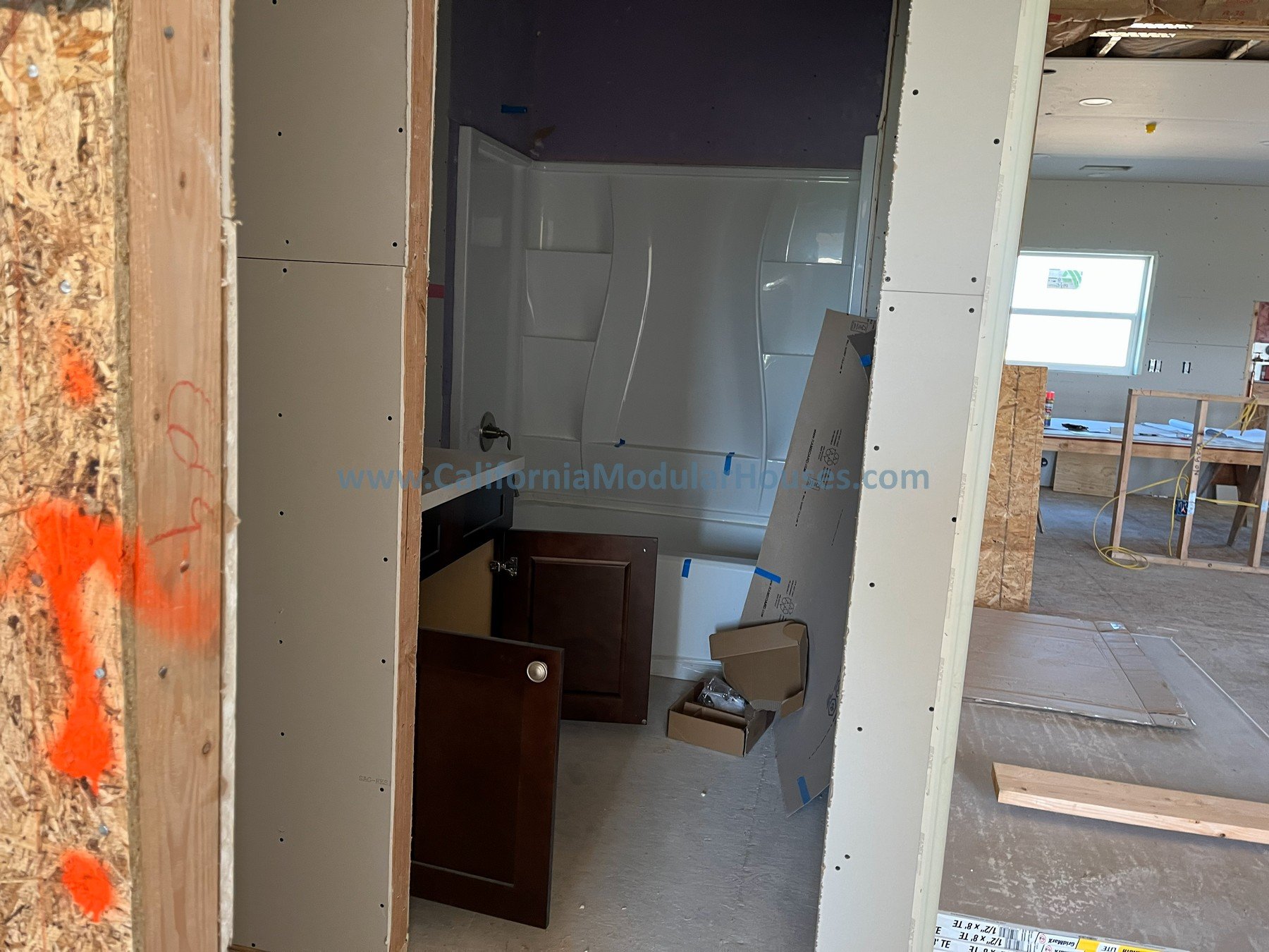 Interior progress picture of a Factory Built Home for San Juan Bautista, CA. California Modular Houses, Inc. California Modular.  Prefab modular.  Modular Home CA.  