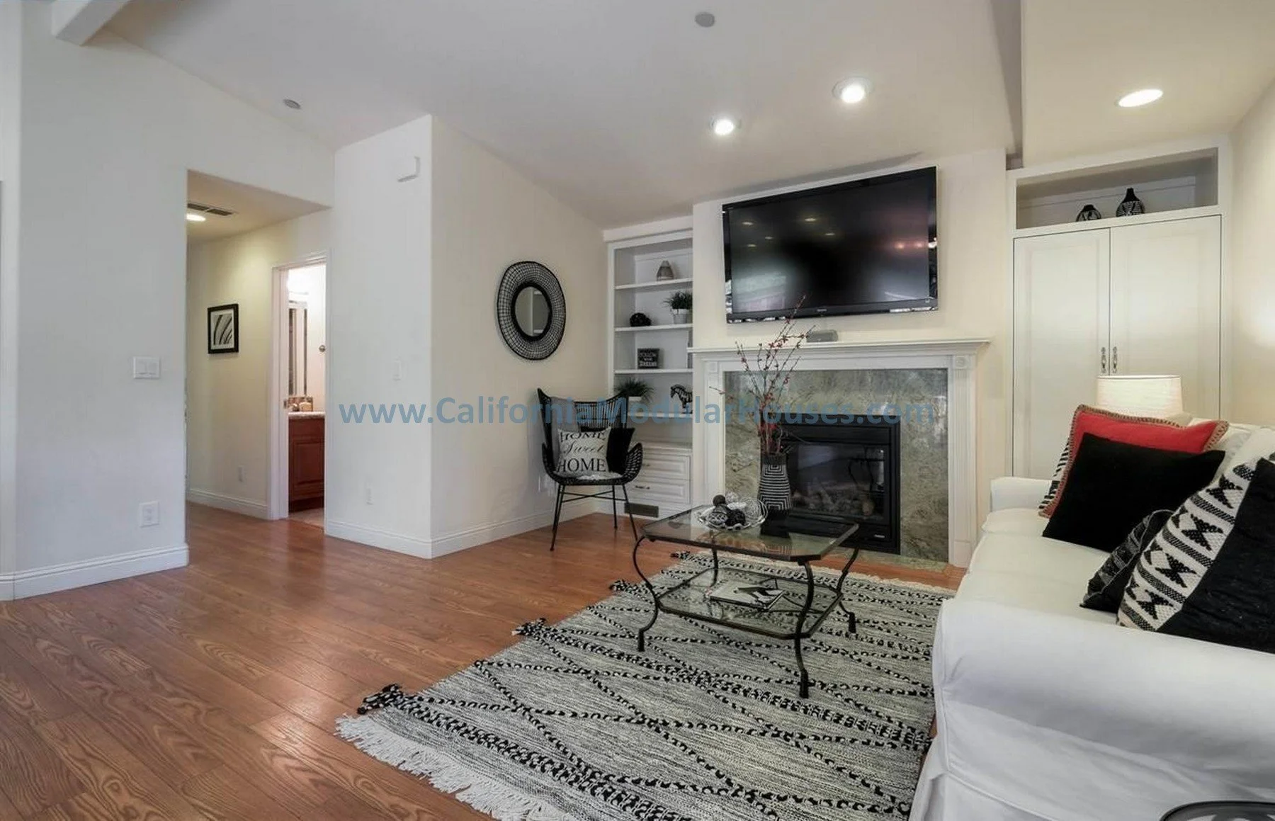 The Teal Modular ADU.  Modular Homes.  Modulars for Martinez, Contra Costa County, CA.  Pre-fabricated homes.  Prefab ADU models.  California prefab ADU. Modular.  Prefab Accessory Dwelling Unit. California.  Living Room.   