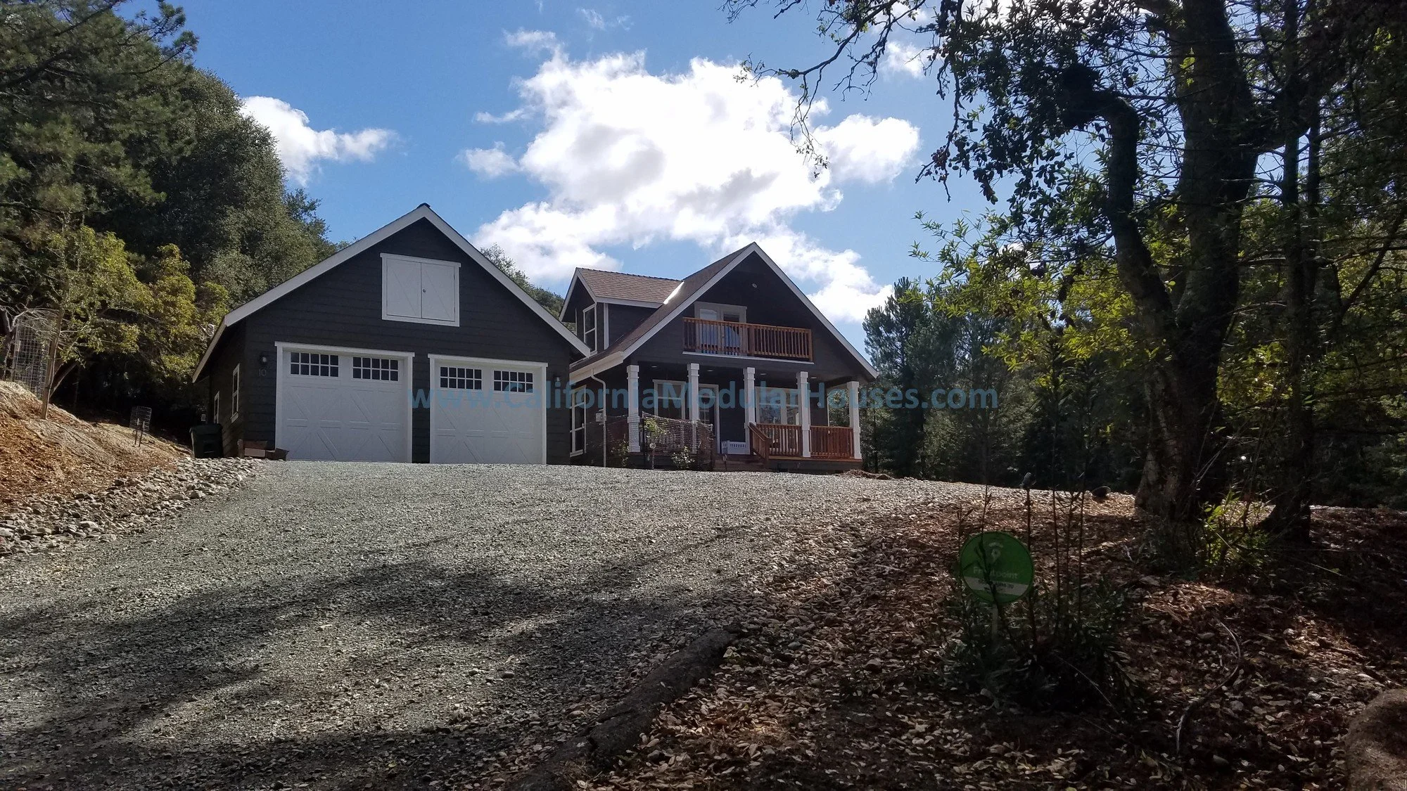 This is a prefab home, first floor was built in the factory.  The roof and finished attic were done on-site.  This is near Moraga, CA.  
