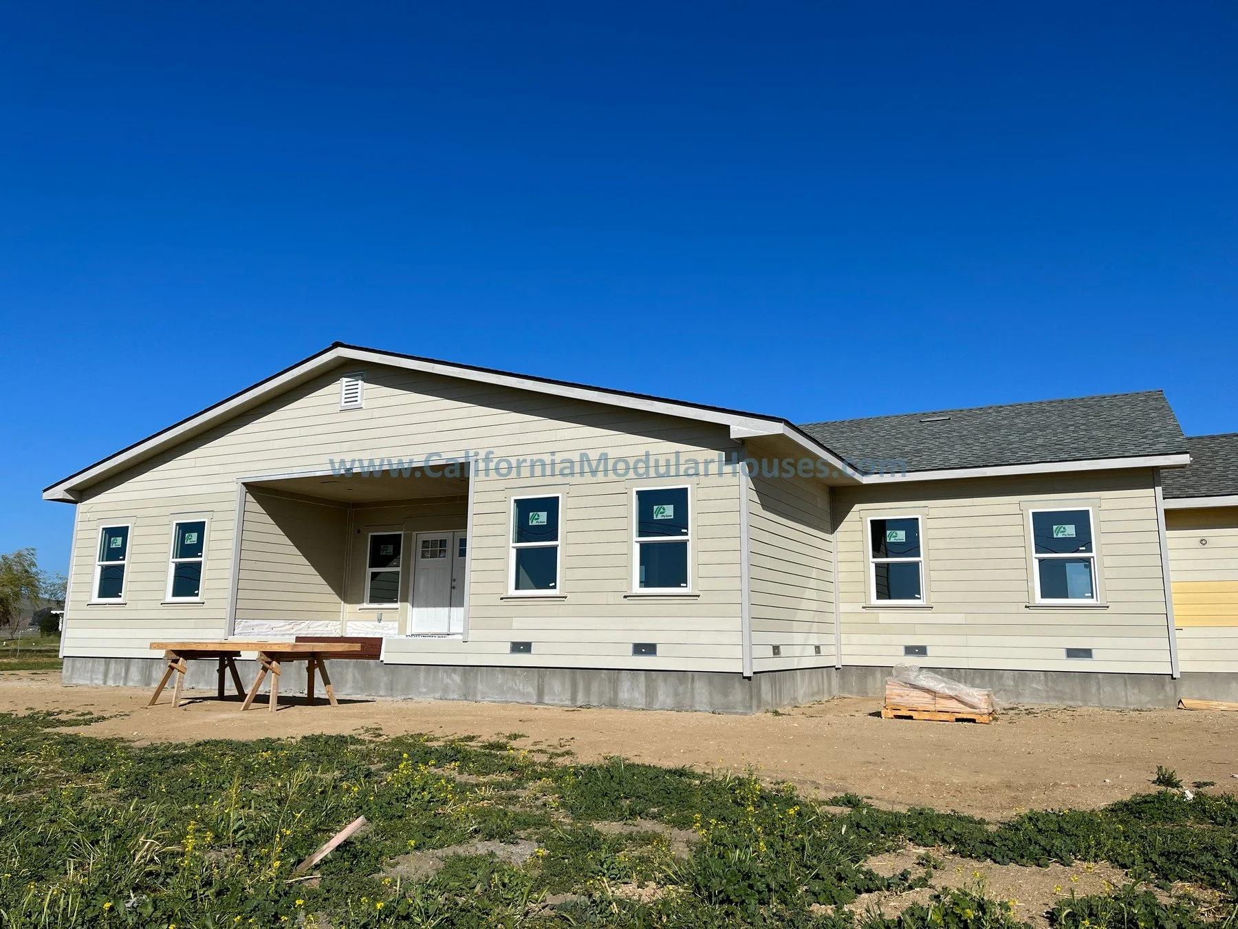 Exterior image A of a factory built home that has 3 bedrooms and 2 bathrooms California prefab modular CA