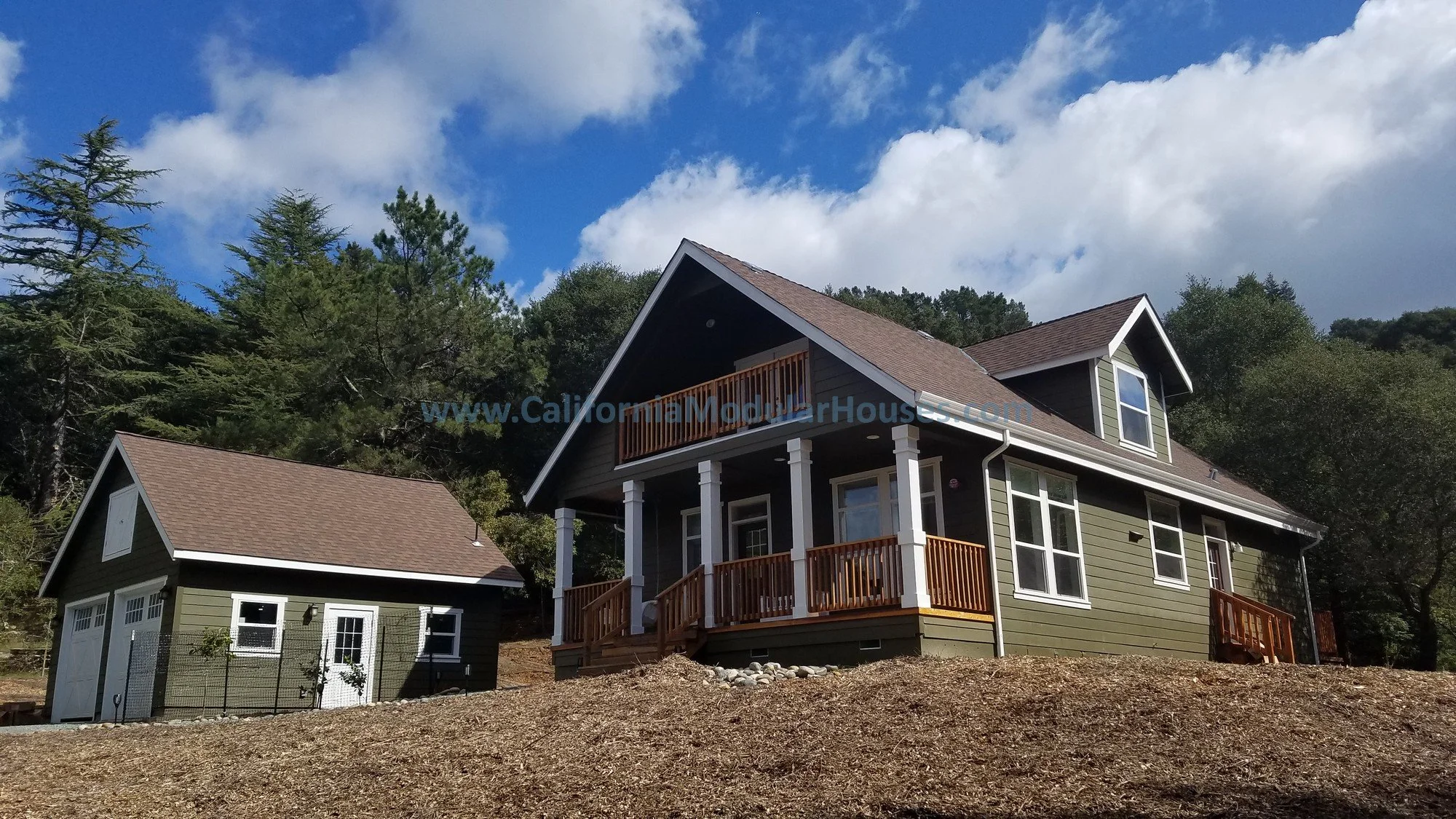 Green Cape Cod style modular home completed gallery.