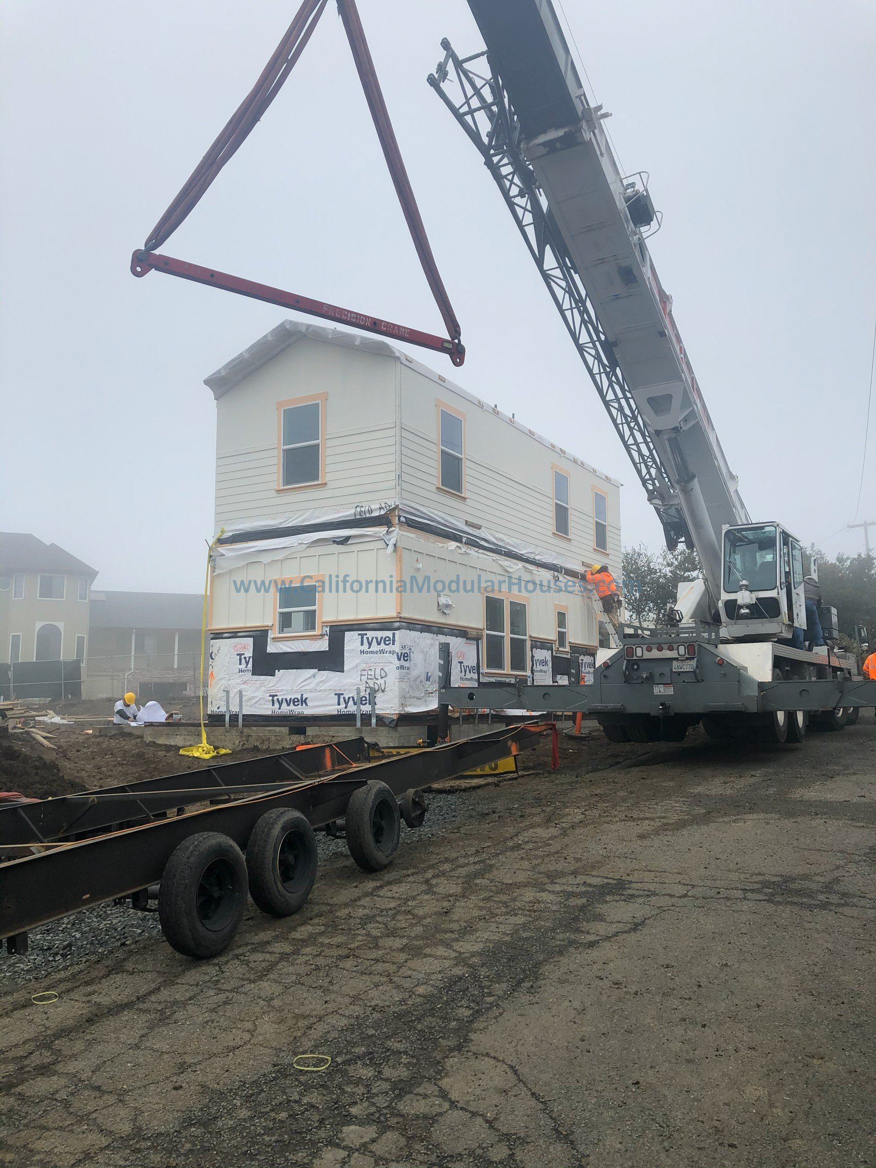 The on-site construction and crane set of this modular home and the ADU by the project general contractor.  The Accessory Dwelling Unit and house were built in Contra Costa County, CA.