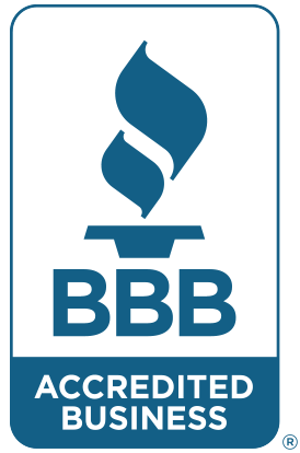 BBB Accredited Business logo with blue flame symbol and text.  We are a Better Business Bureau Accredited Company in California.  Prefab Modular.  Modular California.  Prefab California.