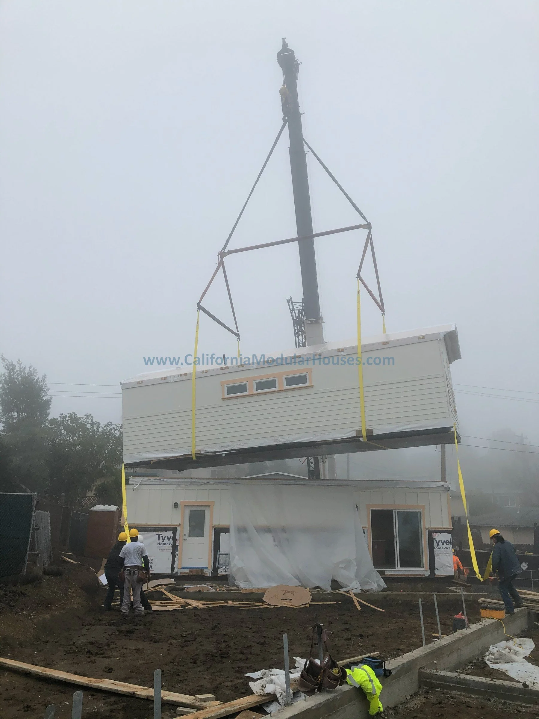 The Accessory Dwelling Unit and house were built in Contra Costa The on-site construction and crane set of this modular home and the ADU by the project General Contractor.  Prefab Modulars.  