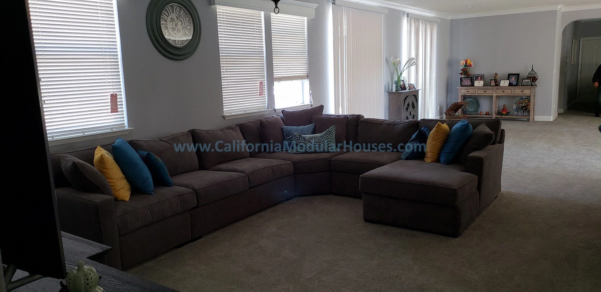 The premise of the "Hollywood Series" of homes is to have a large living area for family events and entertaining, and also giving everyone a private space separated from others when someone needs privacy.  Factory Built Housing.  