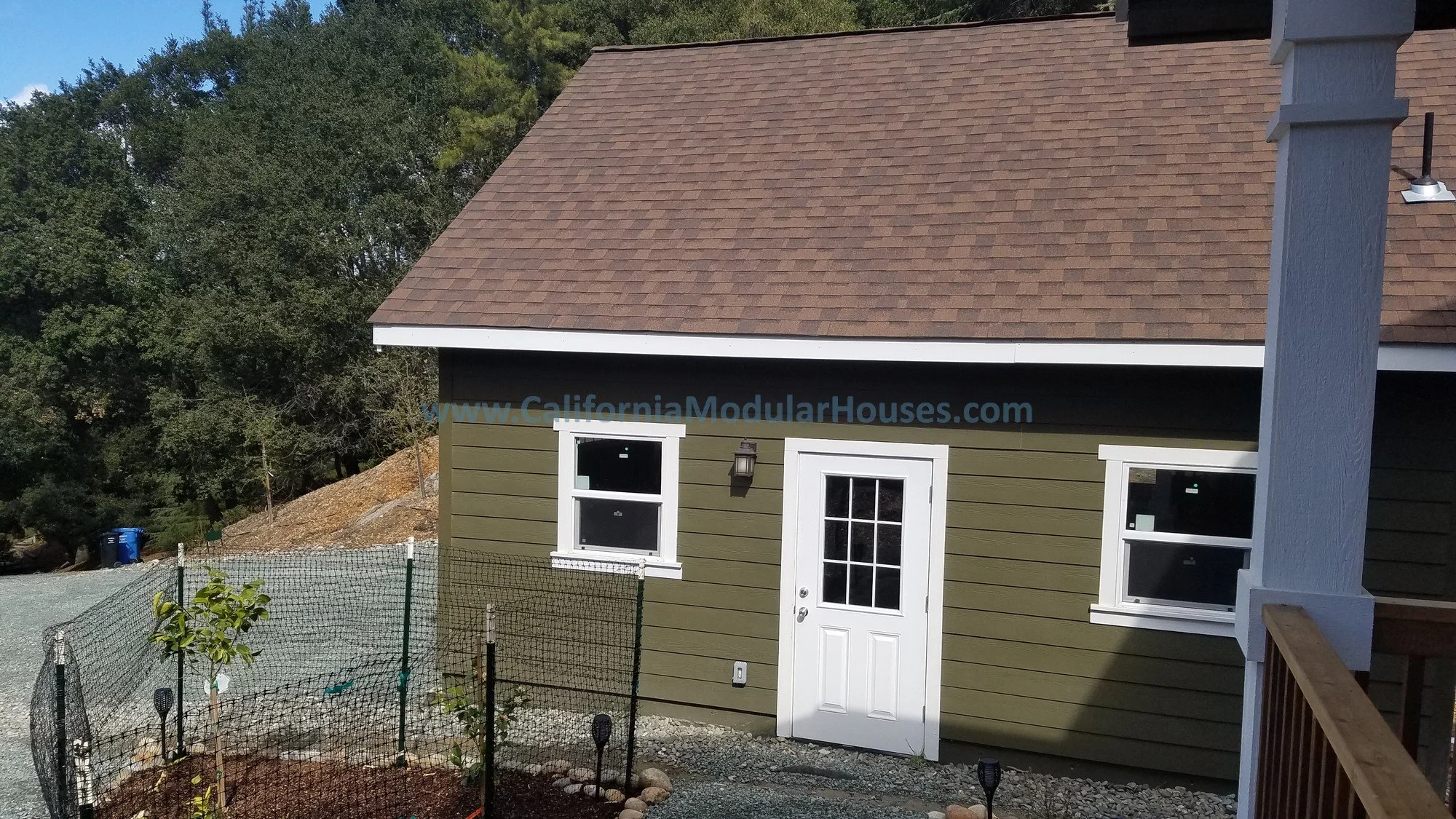 This Factory Built Housing was built near Lafayette California in Contra Costa County, CA.  The home was painted olive green and came out beautiful.   