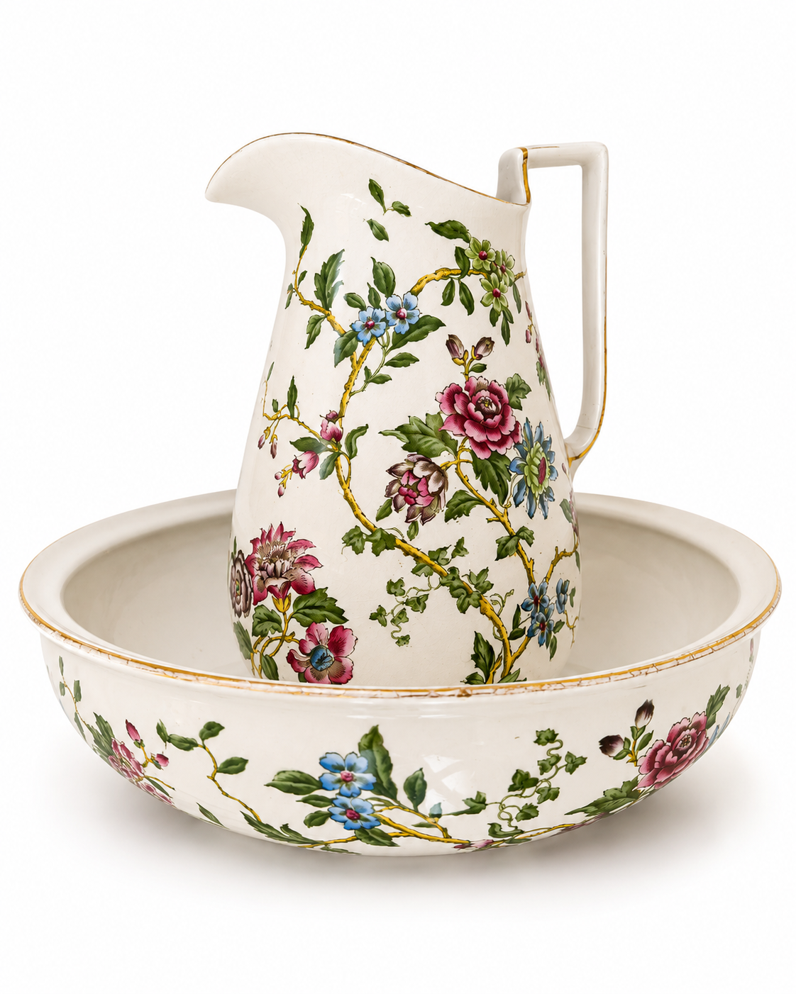 Antique Porcelain Pitcher & Washbasin Set - James Kent Ltd
