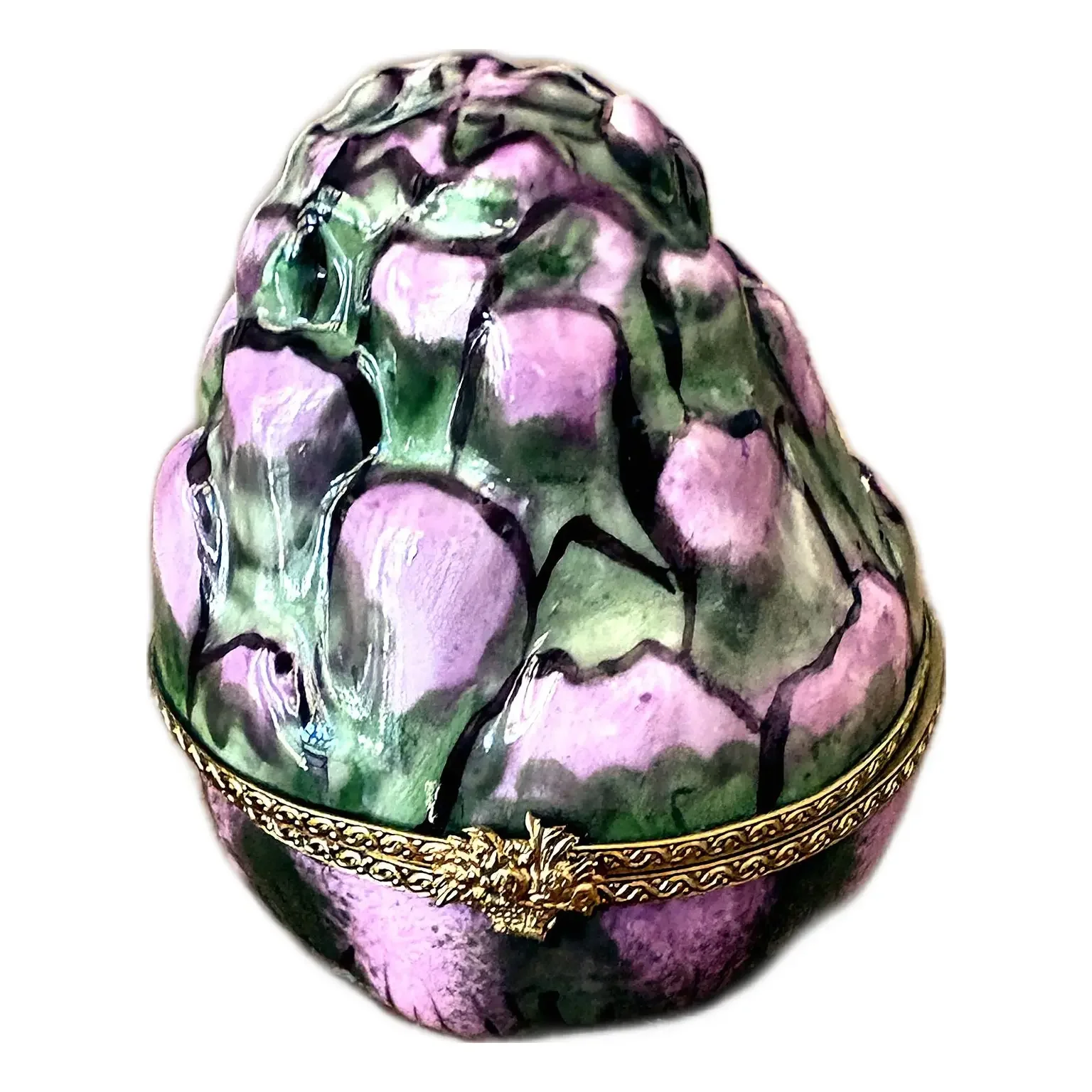 Vintage Limoges France Hand-Painted Porcelain Artichoke Trinket Box