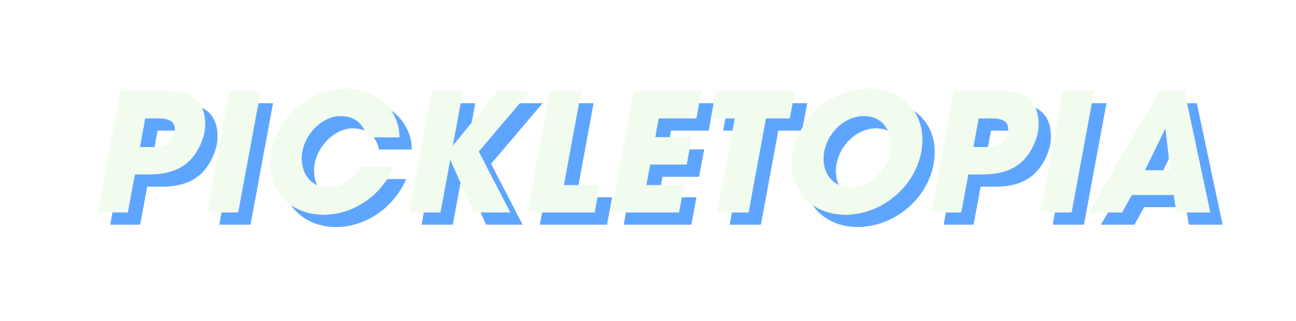 Text reading 'PICKLETOPIA' in bold, 3D-style font with shadows.