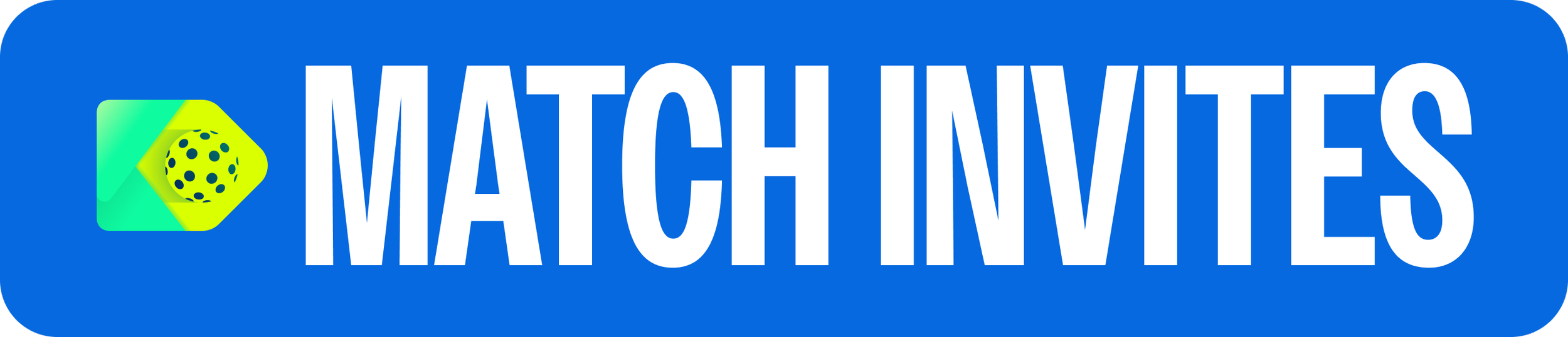 Match Invite logo with a DinkSmart Invite Envelope Logo, and the word 'Match Invites' in bold white letters on a blue background.