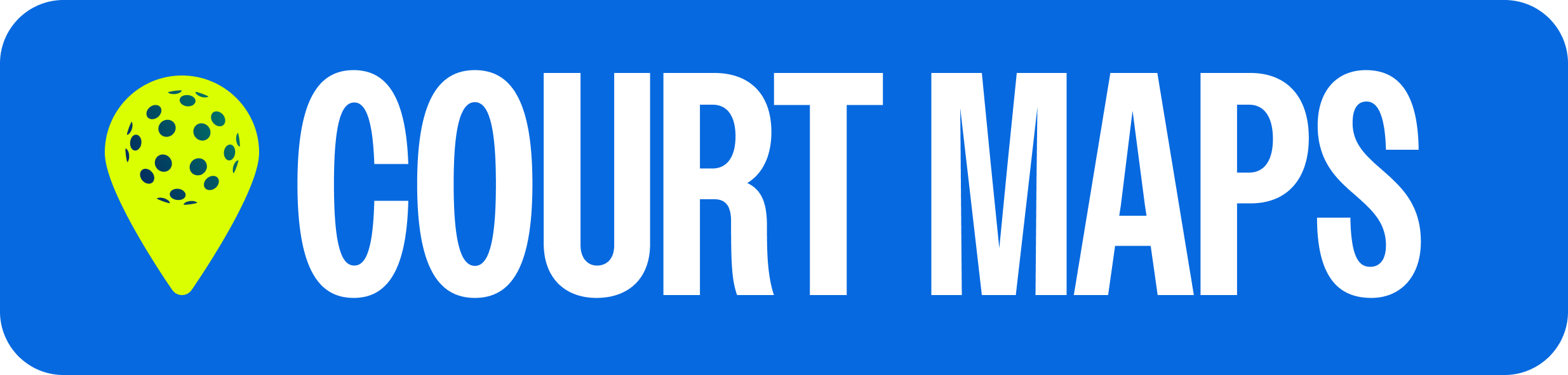 Logo for Cours Maps with a DinkSmart logo map pin icon and white text on a blue background.