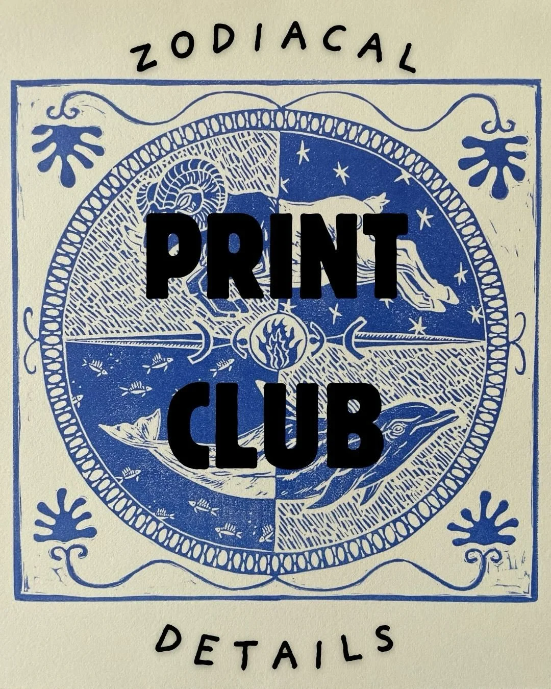 Dropping in with details on my Zodiacal Print Club!

What you get:
Surprise* original print + letter + a delight lil treat to unwrap with the coming of each sign + free shipping!
*Aries is the only non-surprise print as I wanted to share the general 