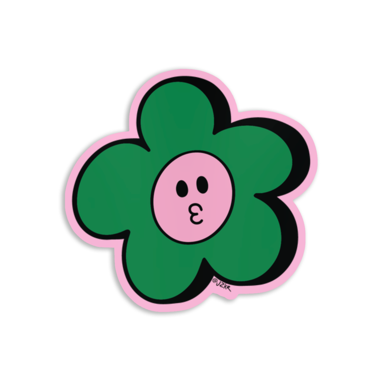 Green Bisous Flower Sticker