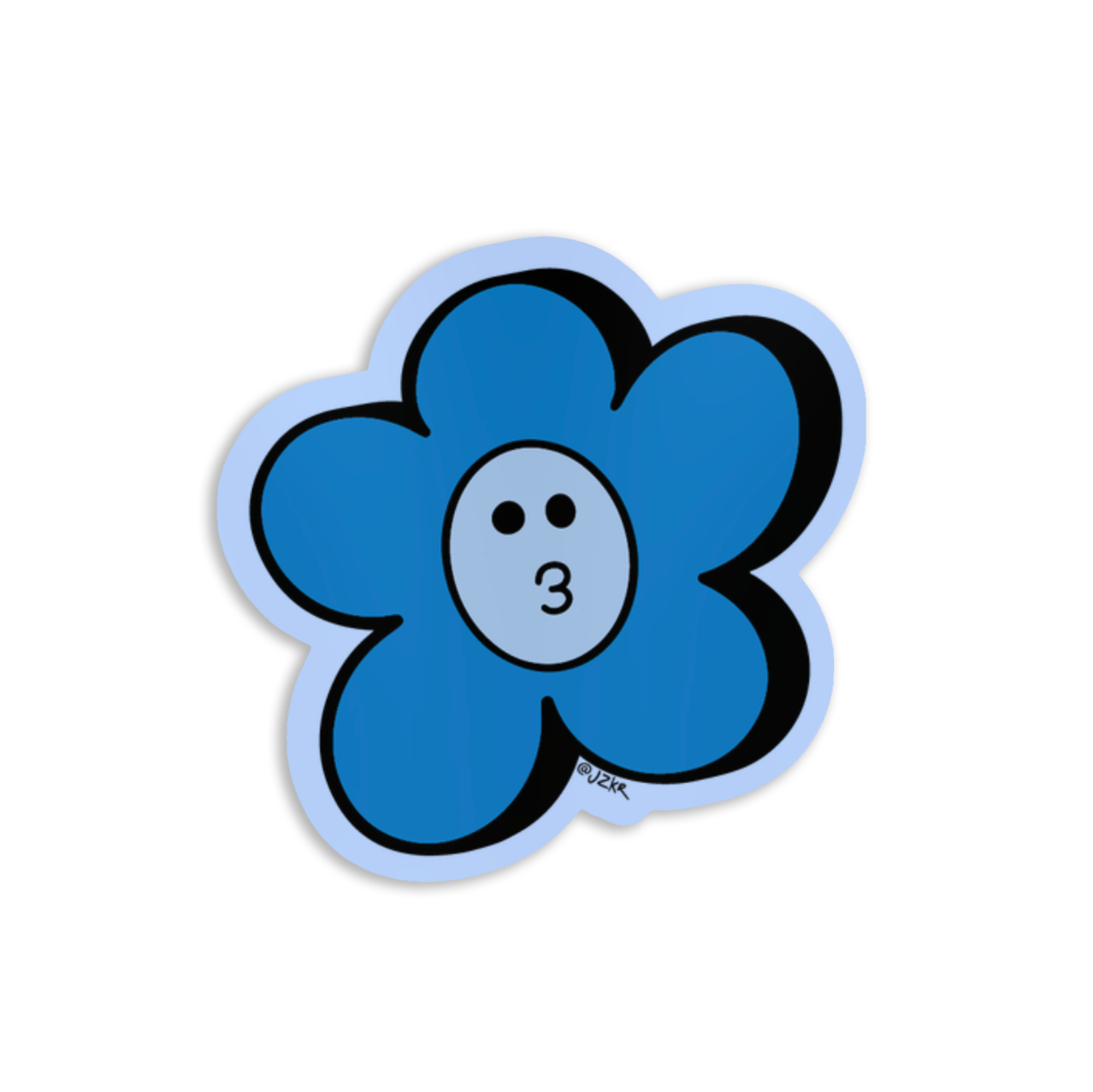 Blue Bisous Flower Sticker