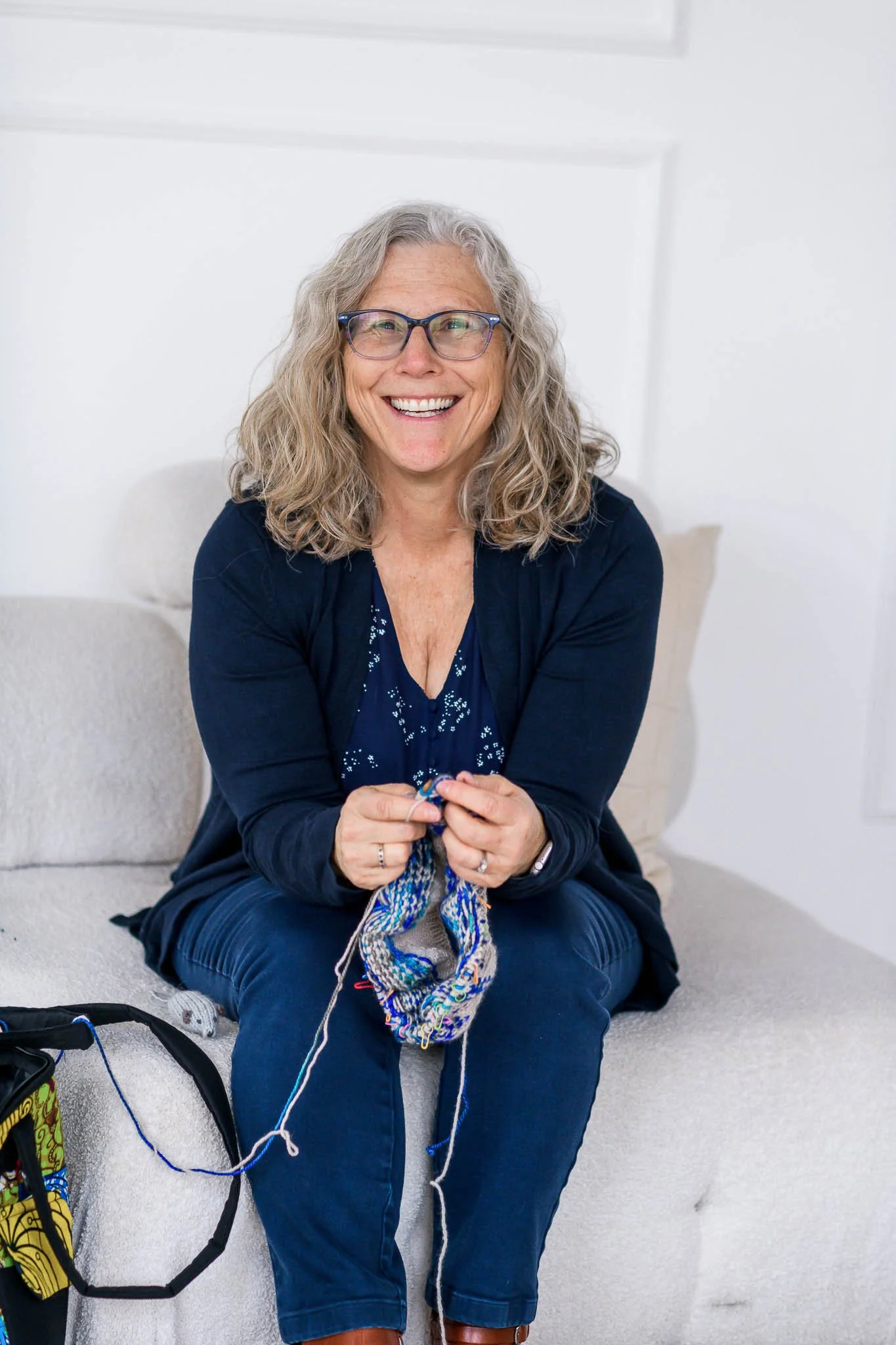 Knitting during my brand photoshoot! 