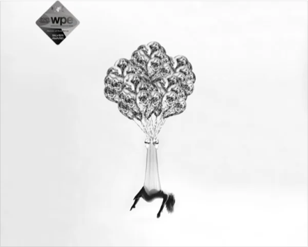 A tree-shaped object with a cloud-like top, centered on a white background, with a black and white logo in the top left corner.