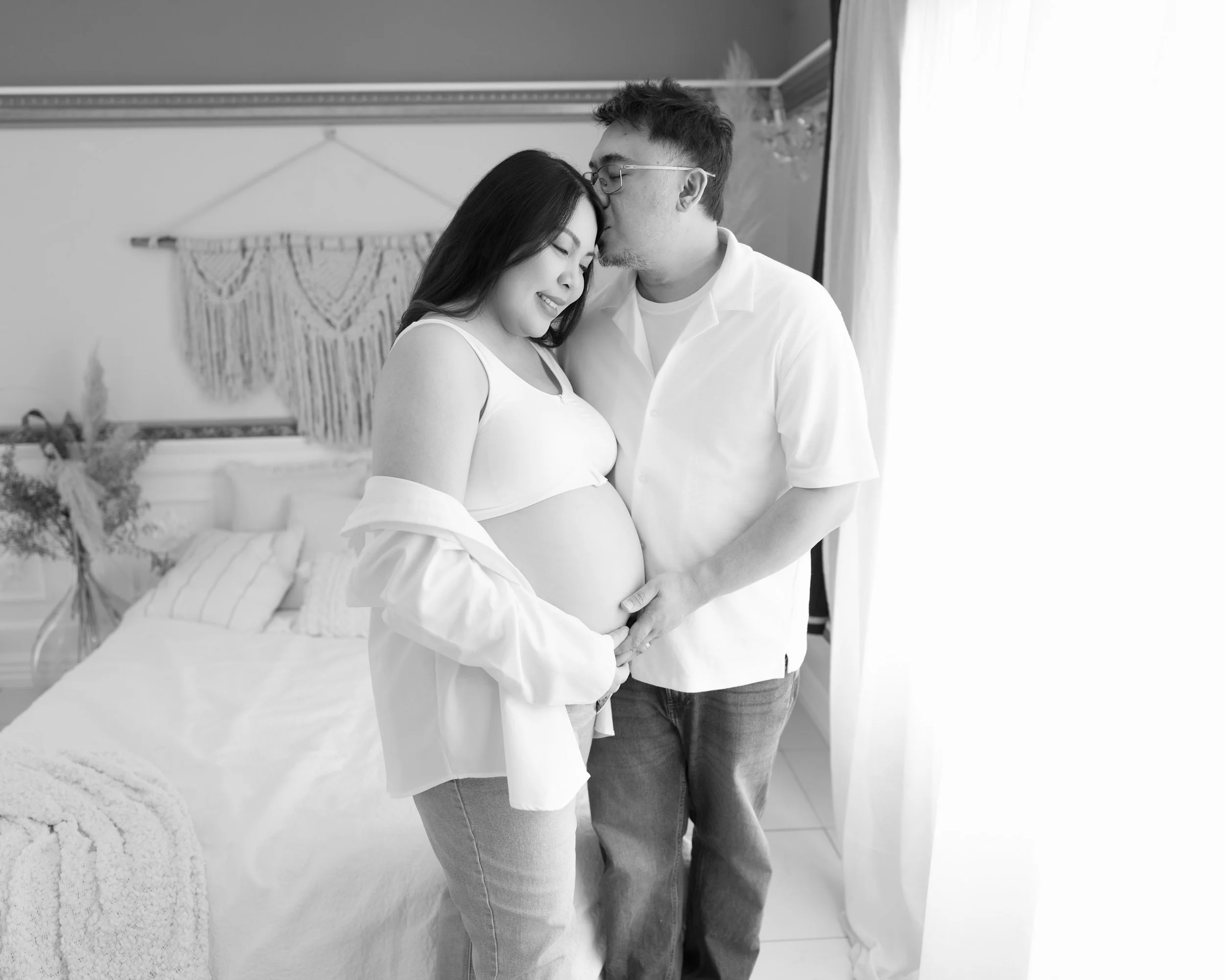 A black and white photo of a beautiful lifestyle session at Auckland photo studio