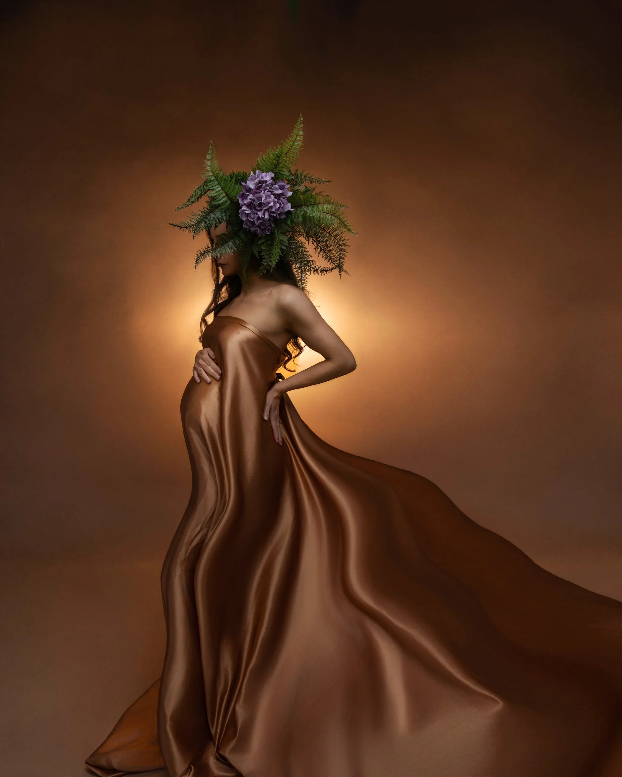 Fine art studio maternity portrait by Racheal Trail Photography