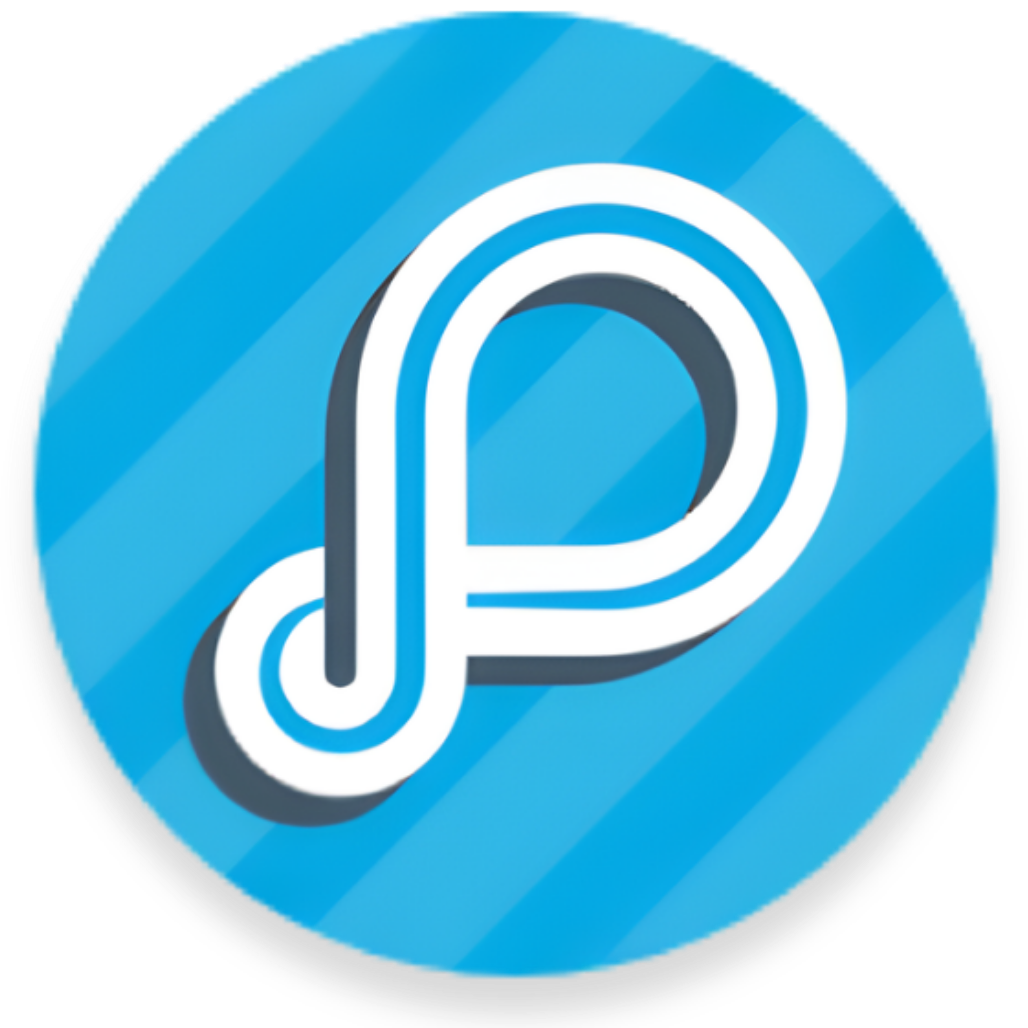 The TikTok logo, a stylized white musical note on a round blue background with diagonal stripes.
