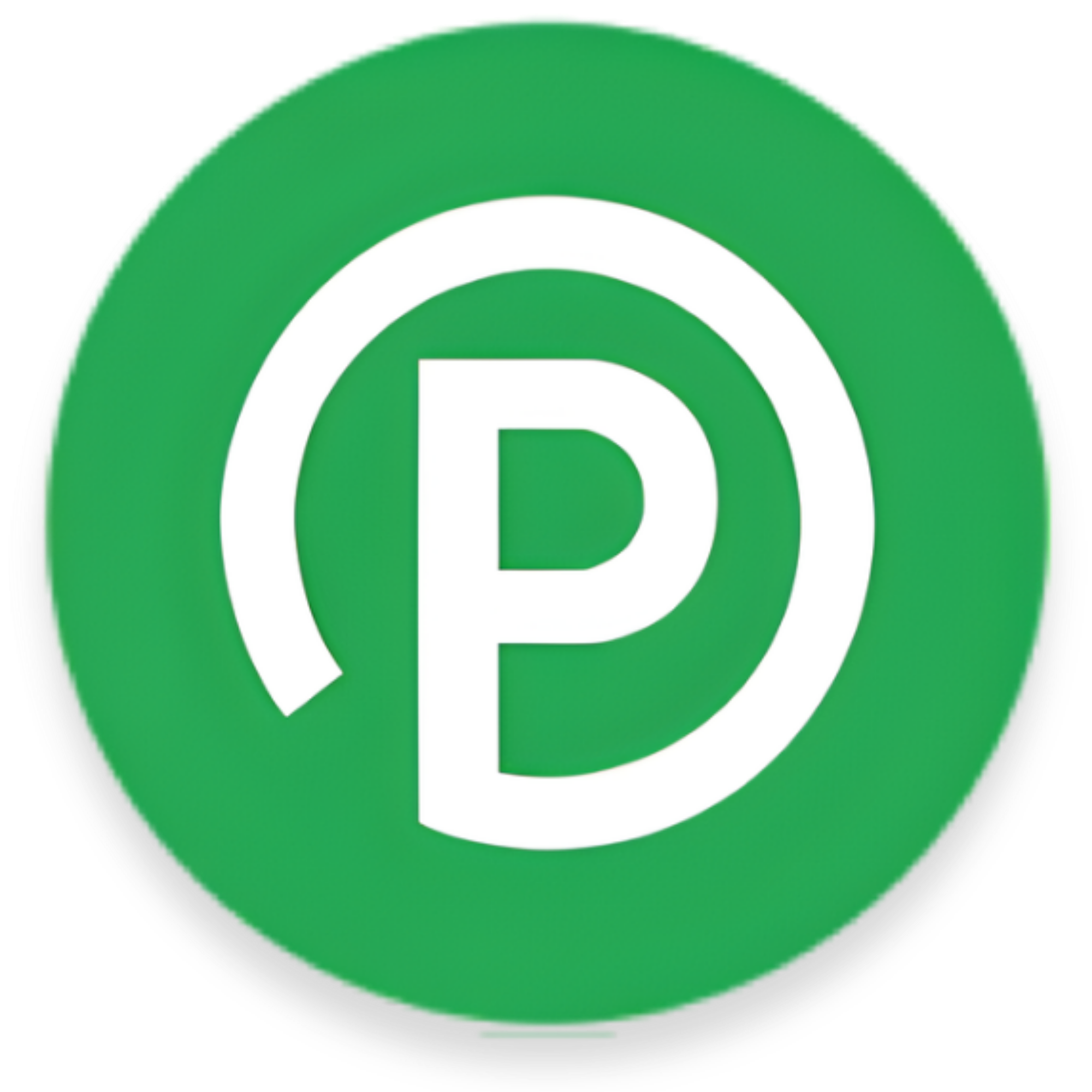 Green parking indicator button with a white 'P' symbol in the center.