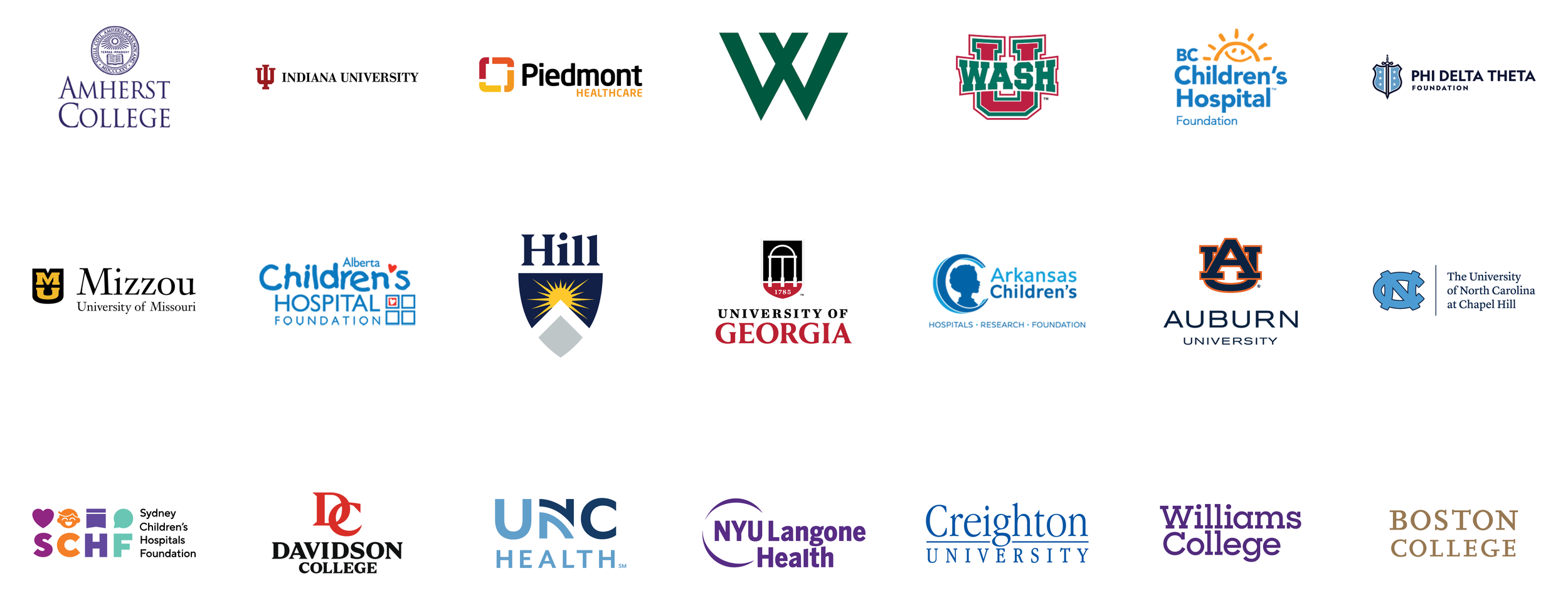 Collection of logos from various universities and healthcare organizations.