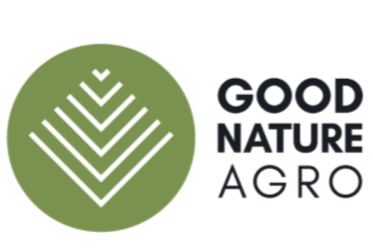Logo of Good Nature Agro featuring a green circle with a white leaf design and black text.