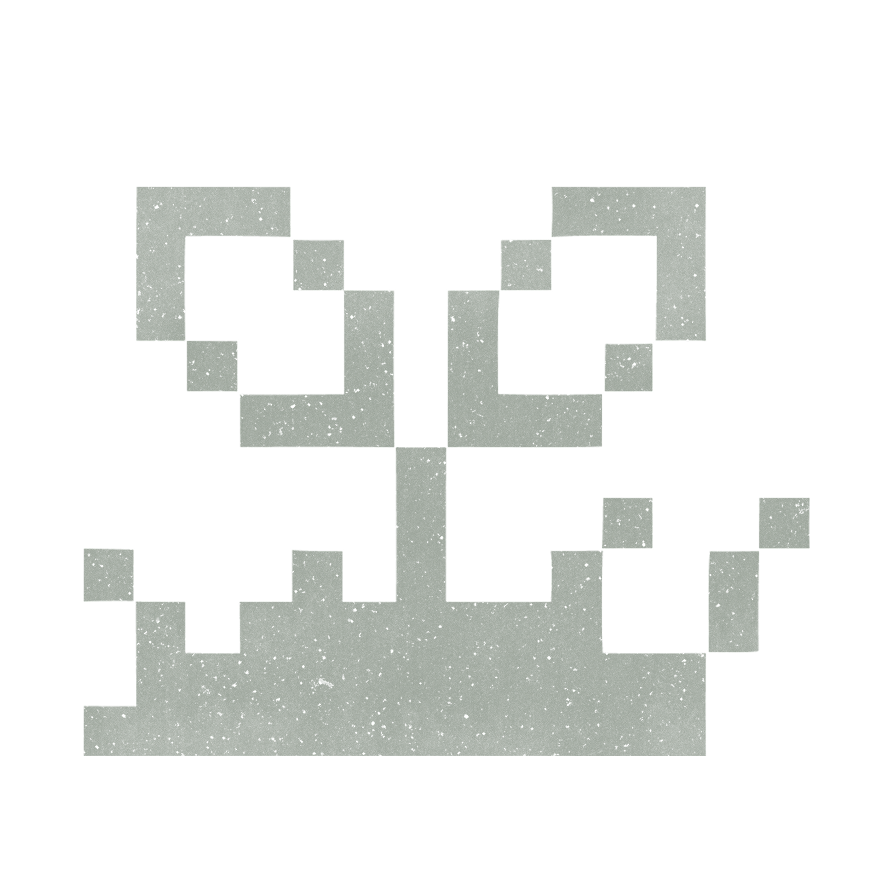 Geometric drawing of an outline square with sections divided by vertical, horizontal, and diagonal lines.