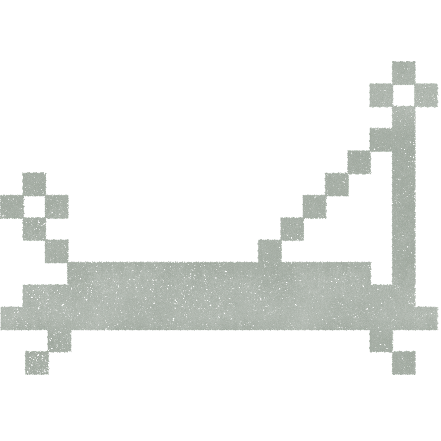 Geometric drawing of an outline square with sections divided by vertical, horizontal, and circle lines.