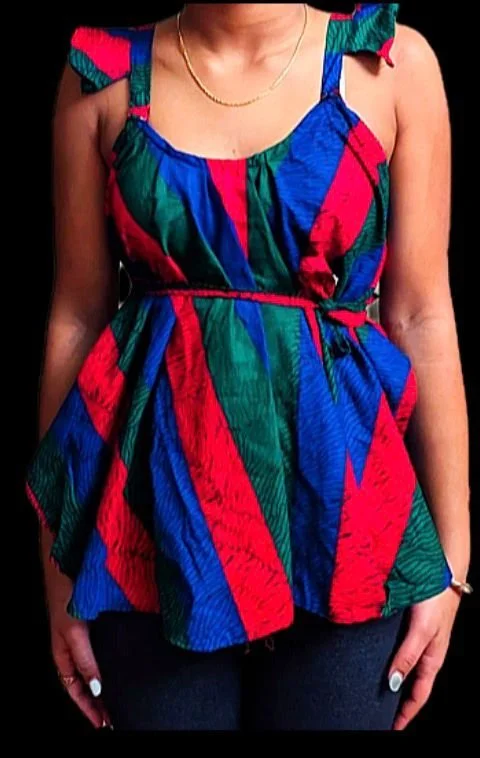 Women's Blue and Red Blouse