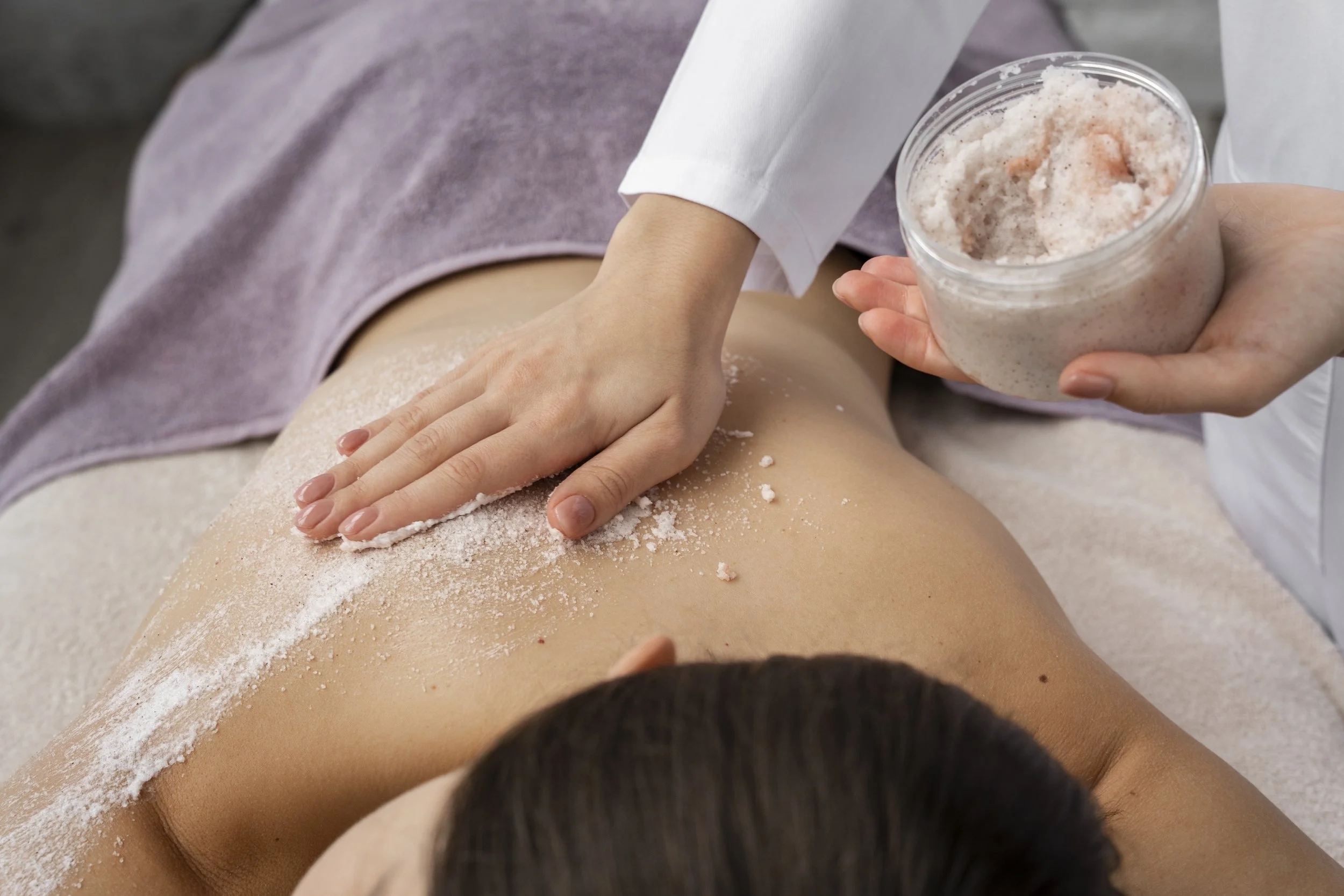 Professional body scrub and exfoliation treatments offered at Namis Beauty in Bradley Stoke, Bristol