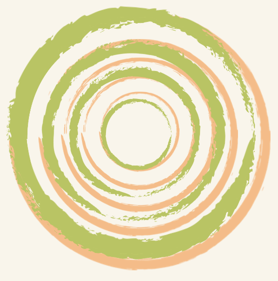 An illustration containing green and orange concentric circles