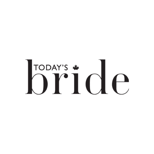 Design with text 'Today's bride' and a small cherry blossom icon.