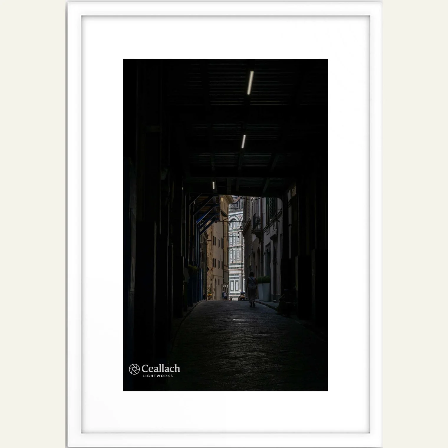 Path to Grandeur: Illuminated Alleyway to the Cathedral