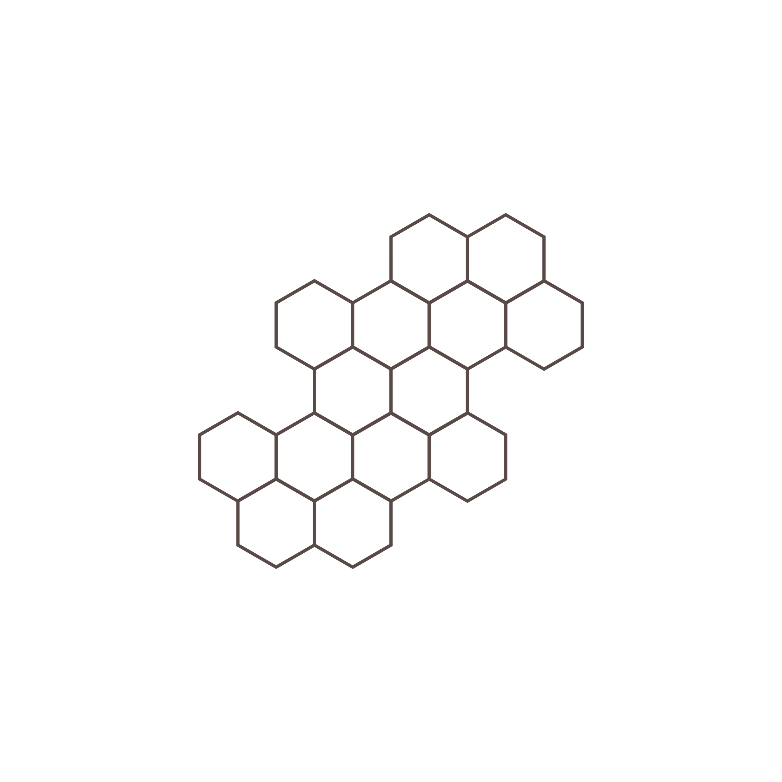 Graphic of a honeycomb pattern representing hexagonal cells connected with lines, on a black background.